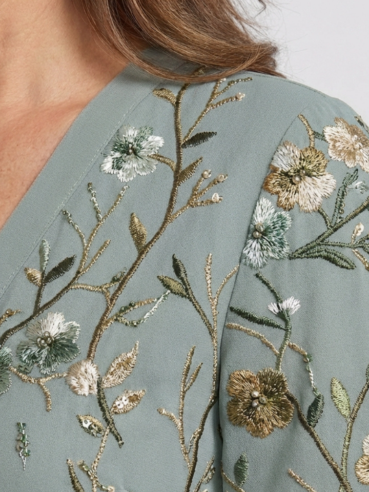 Rachel & Emma™ | Floral V Neck Short Sleeve Maxi Dress