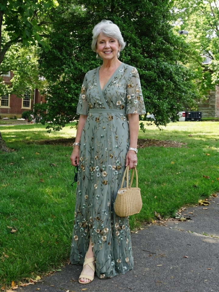 Rachel & Emma™ | Floral V Neck Short Sleeve Maxi Dress